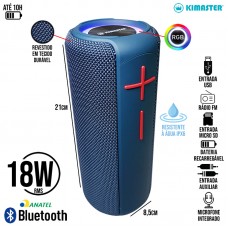Caixa de Som Bluetooth RGB K450X Kimaster - Azul Vermelho